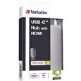 Verbatim 49540 USB-C HUB ,2x USB 3.0, 1x USB-C 14.5V/2A, HDMI 4K, šedá