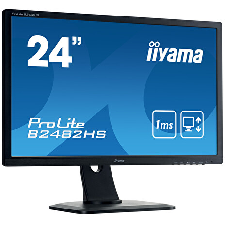 24" iiyama B2482HS-B1 - TN,FullHD,1ms,250cd/m2, 1000:1,16:9,VGA,HDMI,DVI,repro,pivot,výškov.nastav.