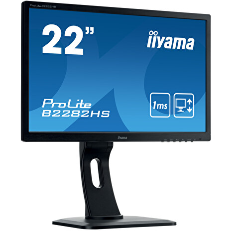 22" iiyama B2282HS-B1 - TN,FullHD,1ms,250cd/m2, 1000:1,16:9,VGA,HDMI,DVI,repro,pivot,výškov.nastav.